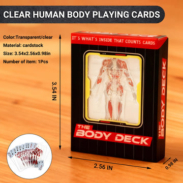 MXHLXRMP Human Anatomy Poker Card -3D Image Body Set, Waterproof Transparent Deck, Essential for Doctors, Nurses, Educators, and Collectors