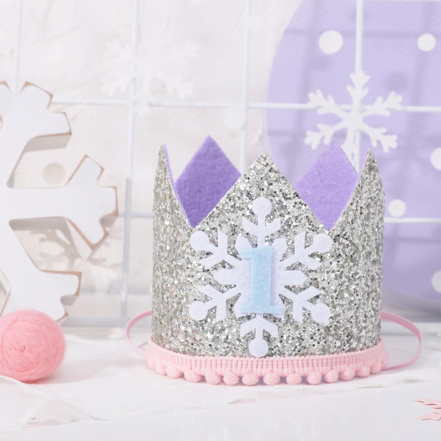 Rweseo Winter Onederland First Birthday Crown,Snowflake 1st Birthday Crown