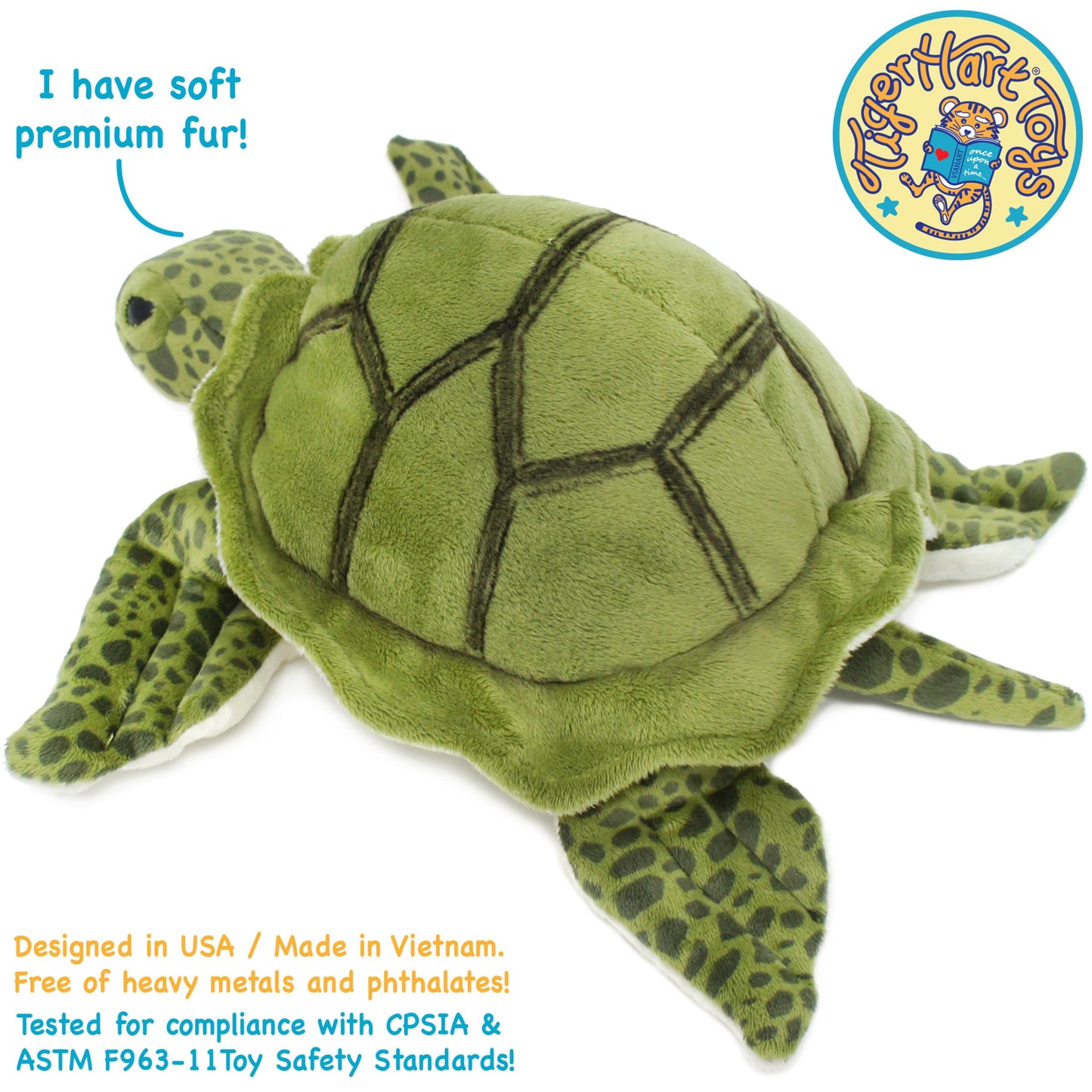 TigerHart Turquoise The Green Sea Turtle - 10 Inch Stuffed Animal Plush