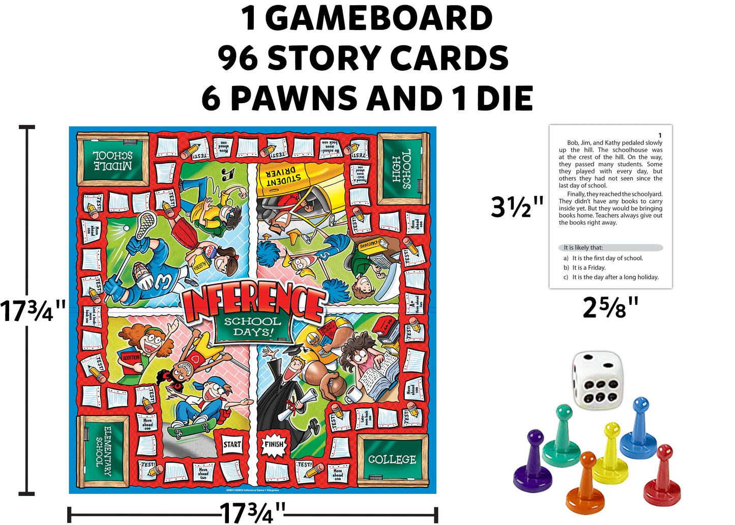 Edupress Inference School Days Game, Blue Level, 2-4 Players, Ages 8+, EP60801