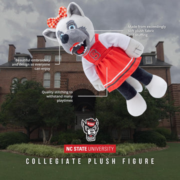Plushible 14" North Carolina State University Ms. Wuf Mascot Plush Figure Toy - College Football Plush Doll, Soft Stuffed Toy for Kids & Adults