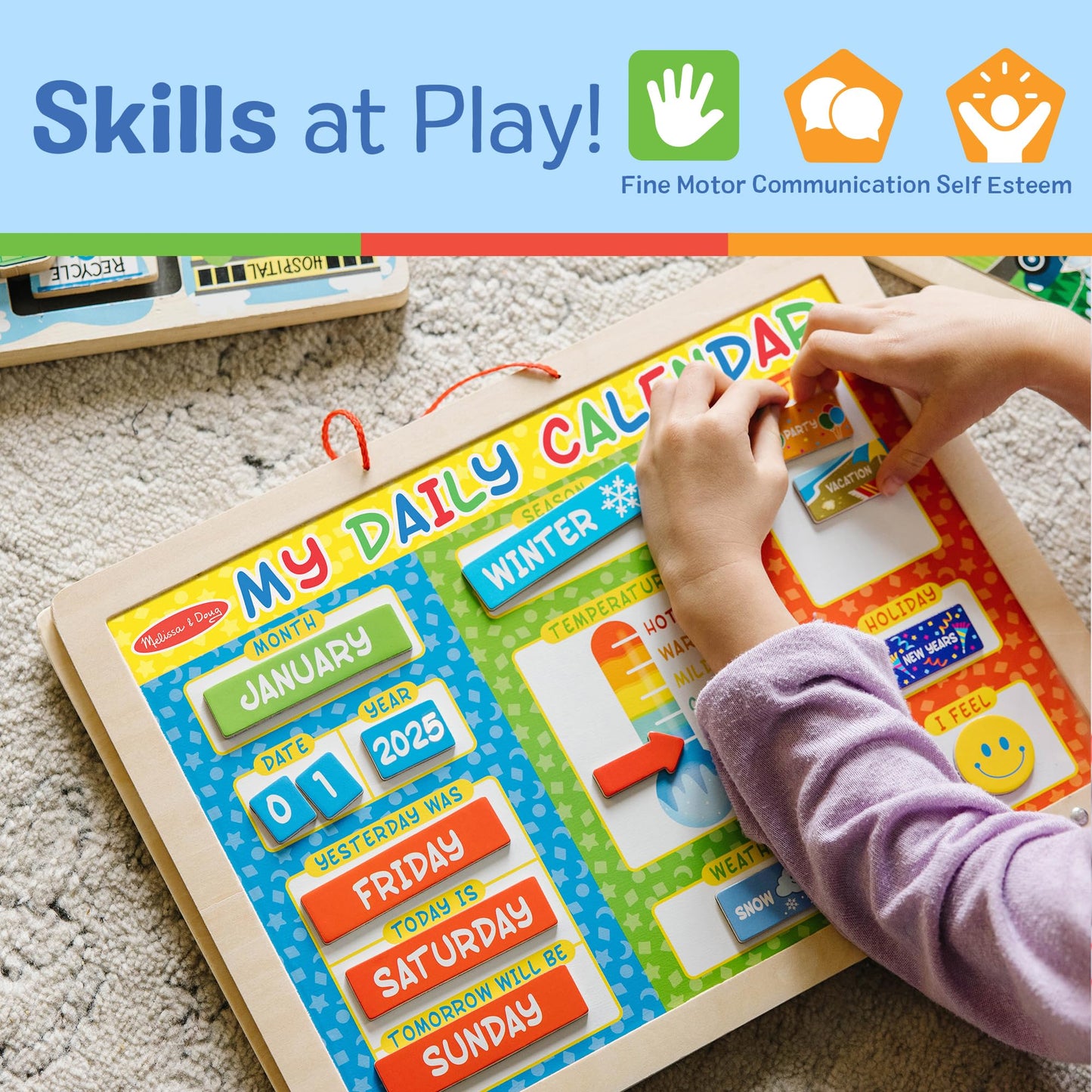 Melissa & Doug My First Daily Magnetic Calendar, Classroom Calendar for Kids Activities with Weather & Seasons, Preschool Toys for Girls & Boys Ages