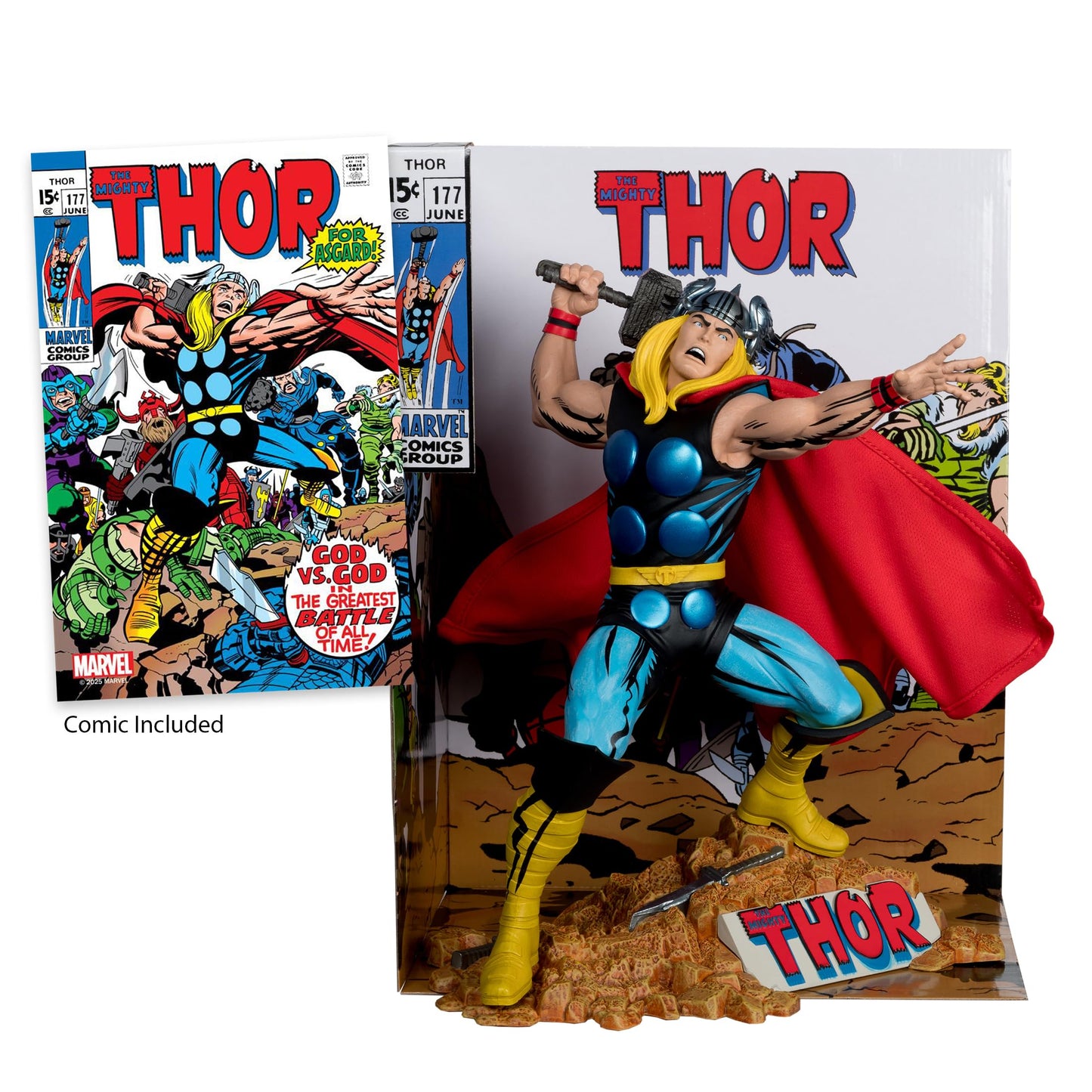McFarlane Toys - Marvel Thor 1:6th Scale Collectible with Scene & Comic (The Mighty Thor #177)