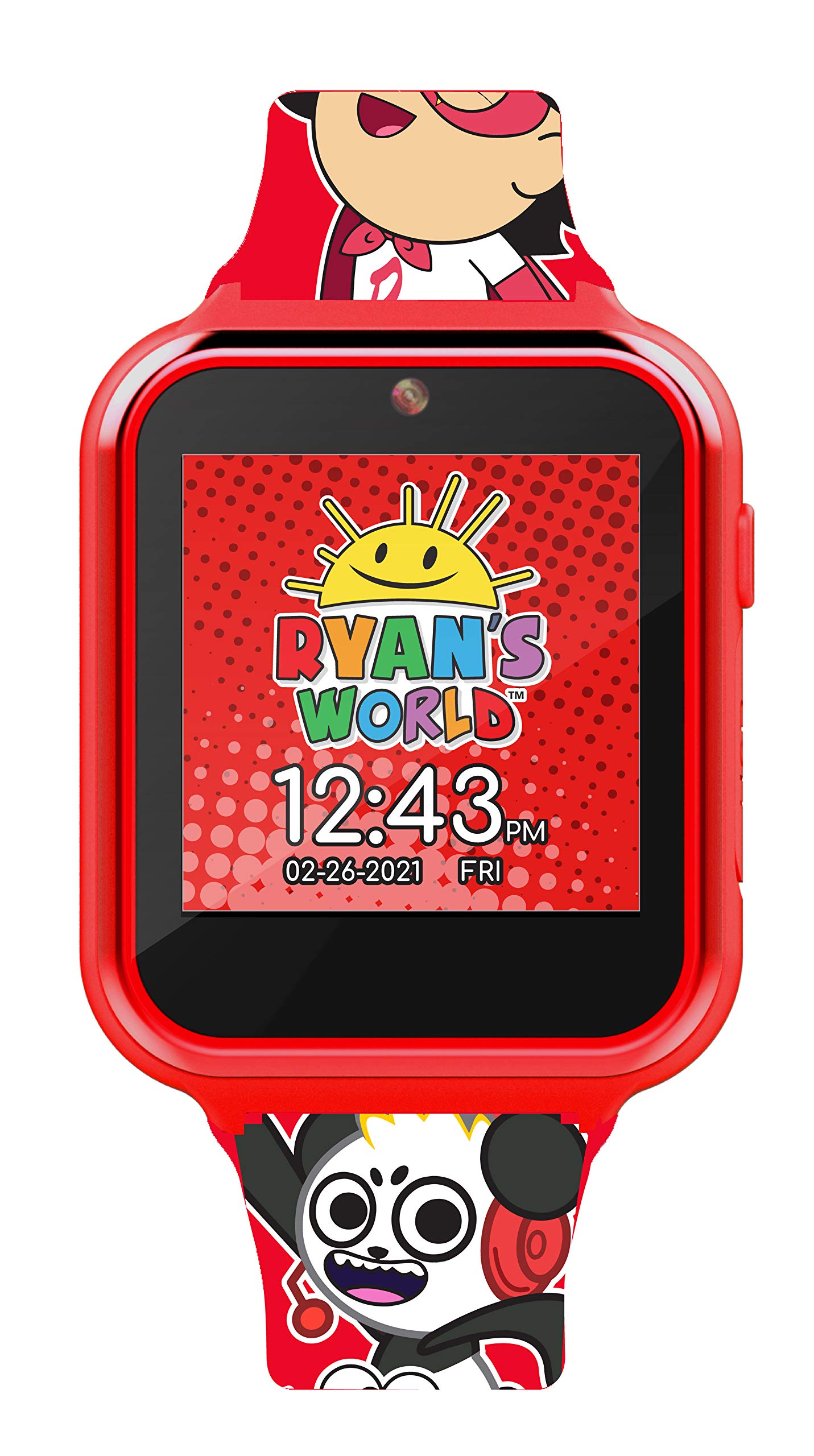 Accutime Kids Ryan's World Red Educational Touchscreen Smart Watch Toy for Boys, Girls, Toddlers - Selfie Cam, Learning Games, Alarm, Calculator