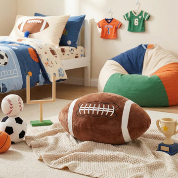 MSYA Cute Football Throw Pillow 20"x12" Soft Plush Football Cushion, 3D Stuffed Sports Ball Decor for Boys Room, Bedroom, Couch, Football Fan Gift