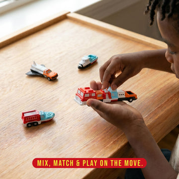 Popular Playthings Magnetic Vehicles for Toddlers 1-3, Mini Mix or Match Car Toys, Snap?Together Interchangeable Parts for Creative Play