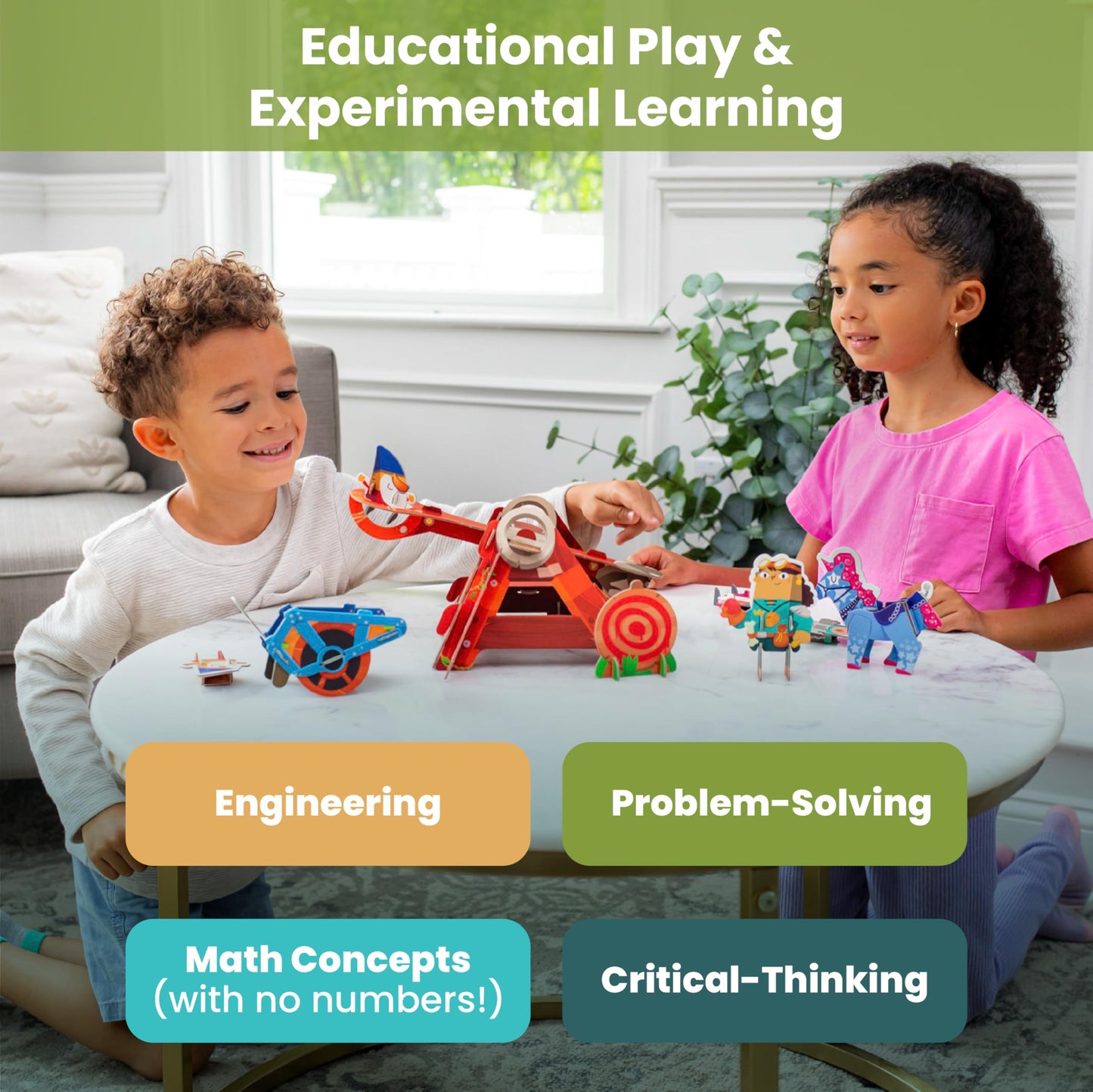 Playper Catapult Gnome Launcher, Safe Buildable STEM Toy for Kids 3+ for Imagination, Learning & Educational Play with Stories, Plastic-Free 3D