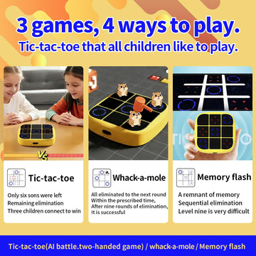Museloong 4-in-1 Portable Electronic Tic-Tac-Toe Handheld Game, Puzzle Game for Children and Adults, Memory-Training Toy, Fun for Parent-Child Sharing