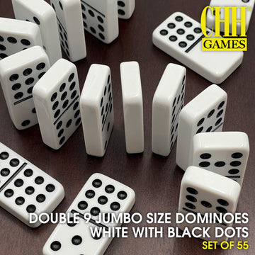 CHH Double Nine Domino Set with 55 Tiles, White