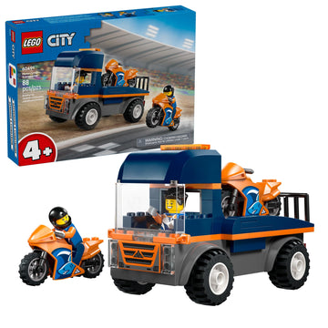 LEGO City Motorcycle Transporter Building Toy for Boys & Girls - Pretend Play Set for Preschool Kids, Ages 4+ - Flatbed Truck Toy W/2 Toy Motorcycles
