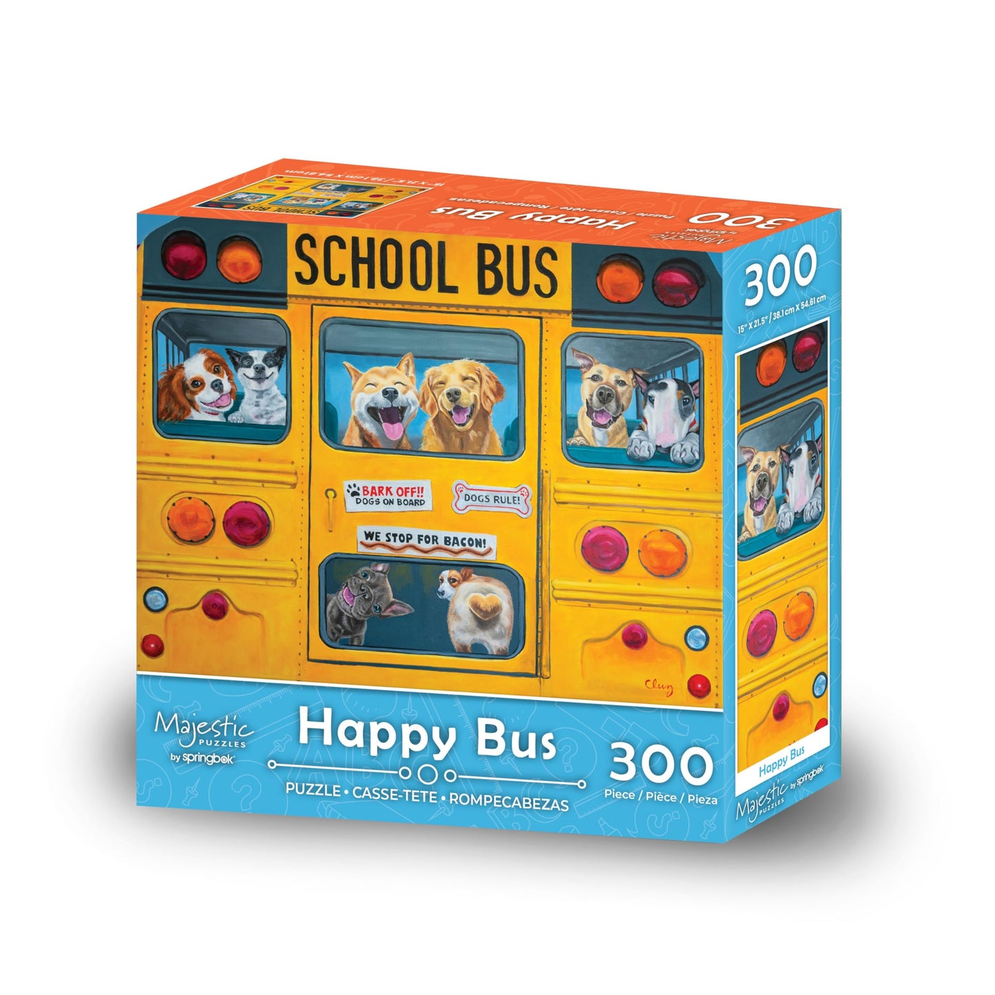 Majestic Value Brand 300 Piece Jigsaw Puzzle of Happy Pups on The Schoolbus