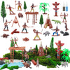 TUSAUW 57 Pcs Plastic Indians Figures Playset Toy,Native American Indians Action Figurines and Accessories with Horse, Tent, Totem for School Diorama