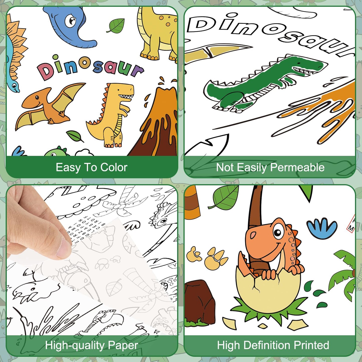 Litmitfu Dinosaur Coloring Tablecloth for Kids - Giant Dino Paper Activity Table Cover, Jumbo Animal Dino World Coloring Games Poster Crafts