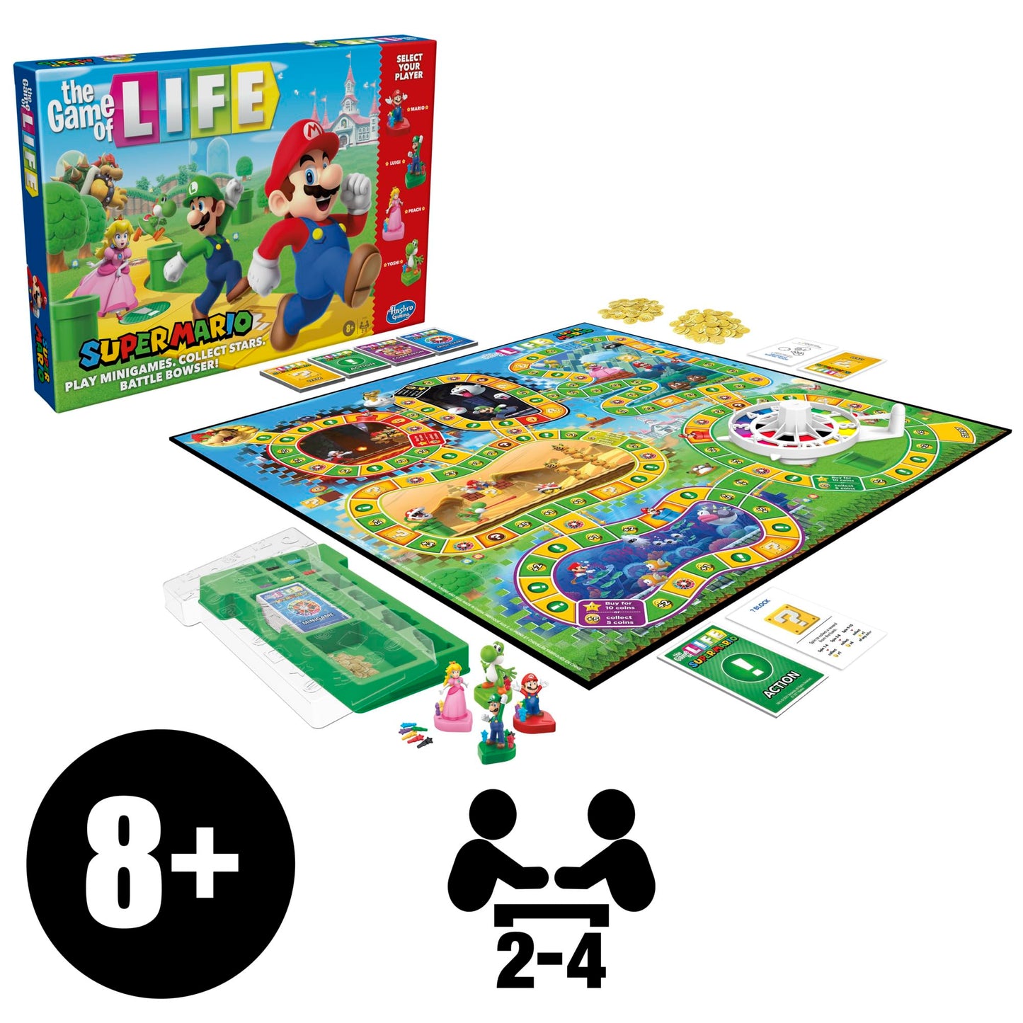 Hasbro Gaming The Game of Life: Super Mario Edition Board Game for Kids Ages 8 and Up, Play Minigames, Collect Stars, Battle Bowser