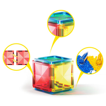 PicassoTiles Magnet Tile Building Blocks Mini Diamond Series Magnetized Toy Travel Size Compact Portable Magnetic Construction Block STEM Sensory Toy