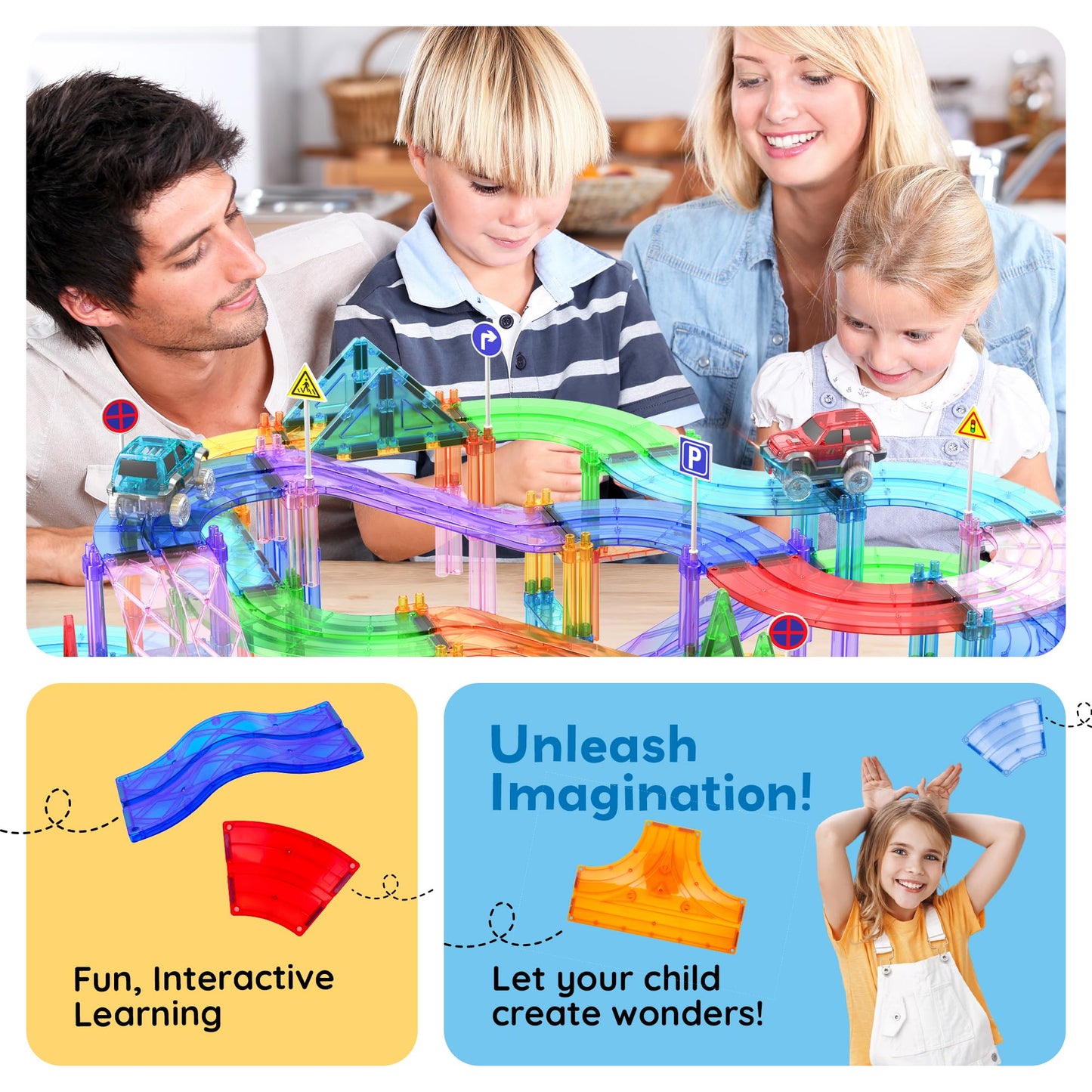 12pcs Race Track Add-On Magnetic Railway 5Styles Building Block Set Magnet Tiles Construction Toy STEM Learning Early Education Toys Blocks Child
