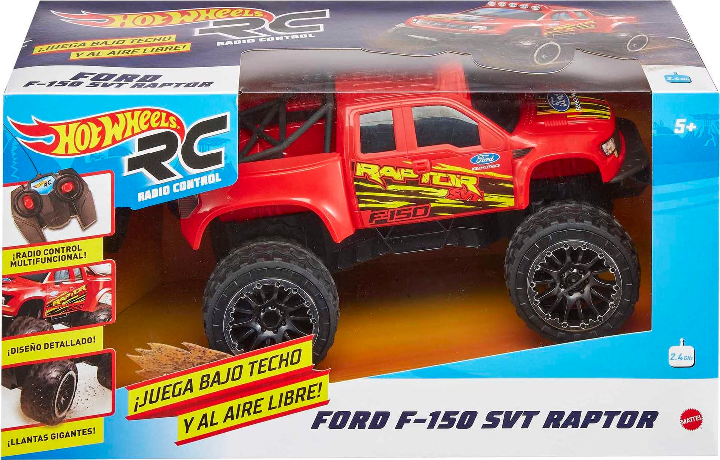 Mattel Hot Wheels RC Red Ford F-150, Full-Function Remote-Control Toy Truck, Large Wheels & High-Performance Engine, 2.4 GHz with Range of 65ft