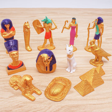 WONWONTOYS 12PCS Egyptian Figurines Set Egypt Pyramids Toys for Kids Egyptian Party Decorations Supplies Figures Egyptian Toys for Projects