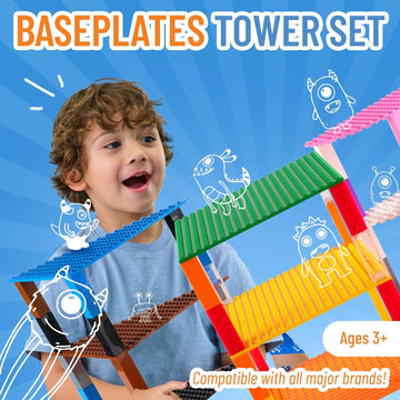 Strictly Briks Classic Stackable Baseplates - Rainbow Building Bricks Set - Stackable Base Plates Building Set Compatible with Lego - Brick Stacker