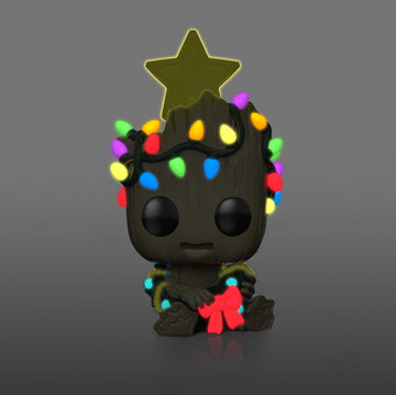 Funko POP! Marvel Holiday Groot with Lights (Glow in The Dark), Exclusive, Multicolor, 3.75 inches