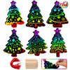 JOYIN 72 Pcs Christmas Scratch Art Ornaments, Rainbow Color Scratch Paper Off Craft Kit Includes Xmas Tree, Christmas Hanging Ornament for Kids