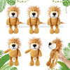 6 Pcs Safari Stuffed Animals Bulk Lion Elephant Monkey Tiger Toy Plush Zoo Animals Junble for Boy Girl Gift Animal Themed Parties Baby Shower