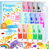 Shuttle Art Washable Finger Paint for Toddlers, 15 Vibrant Colors (1.2 fl oz) Toddler Paint, Non-Toxic Finger Painting for Toddlers 1-3, Kids Arts