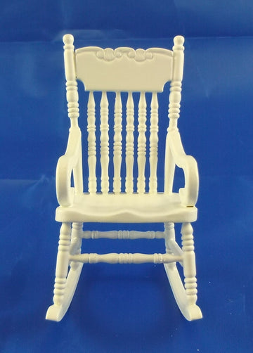 Town Square Miniatures Dolls House Miniature 1:12 Scale Furniture White Wooden Rocking Chair