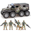 i diy Military Vehicle & Police Car Toy Set with Sound Lights Music, 4 Army Men Action Figures & K9 Dog - Friction Powered Battle Playset for Kids