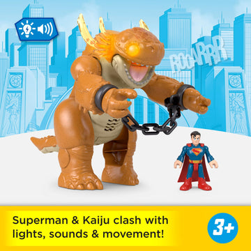 Fisher-Price Imaginext Superman Toy with Lights, Sounds, Motion & 3-inch Action Figure, 10-inch Monster with Chains, for Ages 3+
