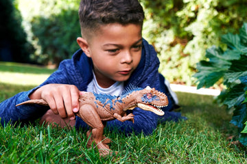 Mattel Jurassic World Dominion Roar Strikers Dinosaur Action Figure with Roaring Sound & Attack Action, Rajasaurus Dino Toy Includes Digital Play