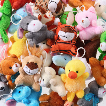 Skylety 60 Pack Animals Mini Plush Party Favors, Cute Small Plush Stuffed Animal Keychain Toy in Bulk for Carnival Prizes, Easter Basket Stuffers