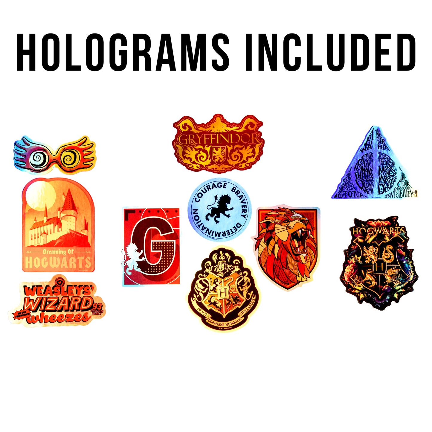 Conquest Journals Harry Potter Gryffindor Vinyl Stickers, Unique Stickers Including Holograms, Waterproof and UV Resistant, Great for All Your Gadgets