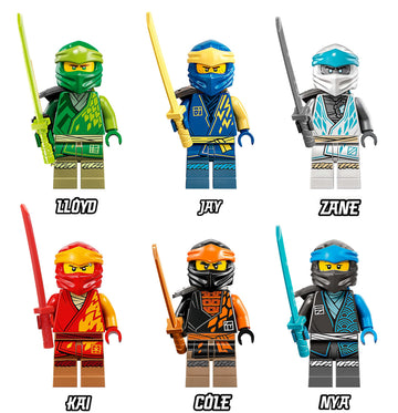 LEGO NINJAGO Core Minifigure Combo Pack - Lloyd, Jay, Kai, Cole, Zane, NYA (with Weapons)