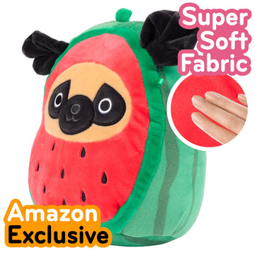 Squishmallows 8-Inch Prince The Watermelon Pug Plush - Official Jazwares Stuffed Animal Dog Toy Ultra Soft Squishy Fruit Puppy, Cute Collectible