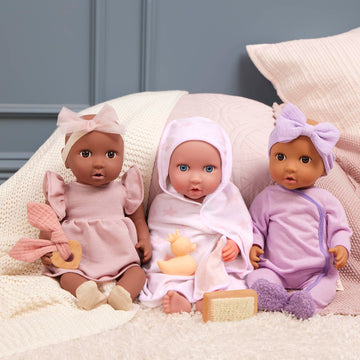 LullaBaby - 13 Pieces Fashion Set - 14-Inch Baby Doll Clothes - Pajama, Dress & Bath Accessories - Pretend Play 2+ Years- Baby Doll Clothing Set
