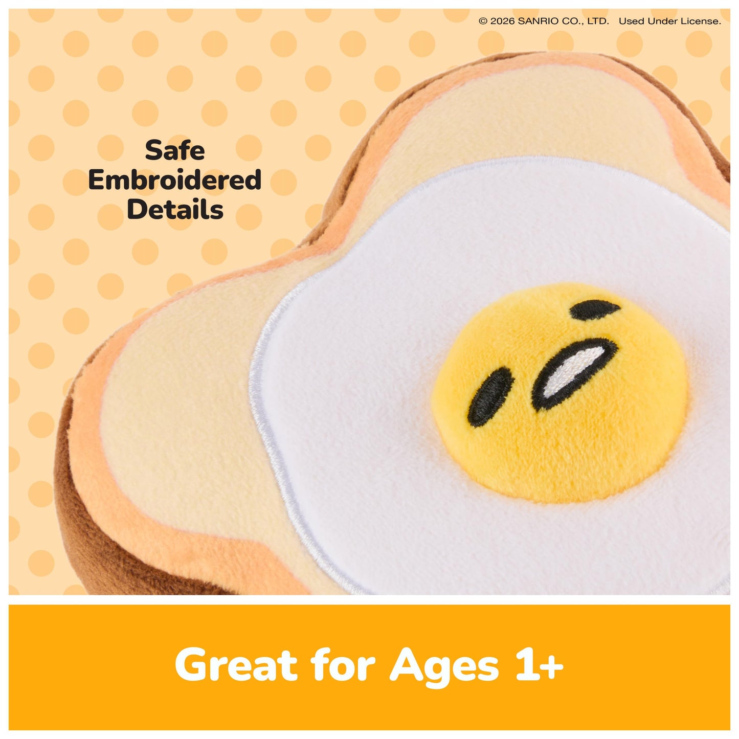 GUND Sanrio Gudetama The Lazy Egg Egg Toast 5-Inch Food Squishy Stuffed Toy