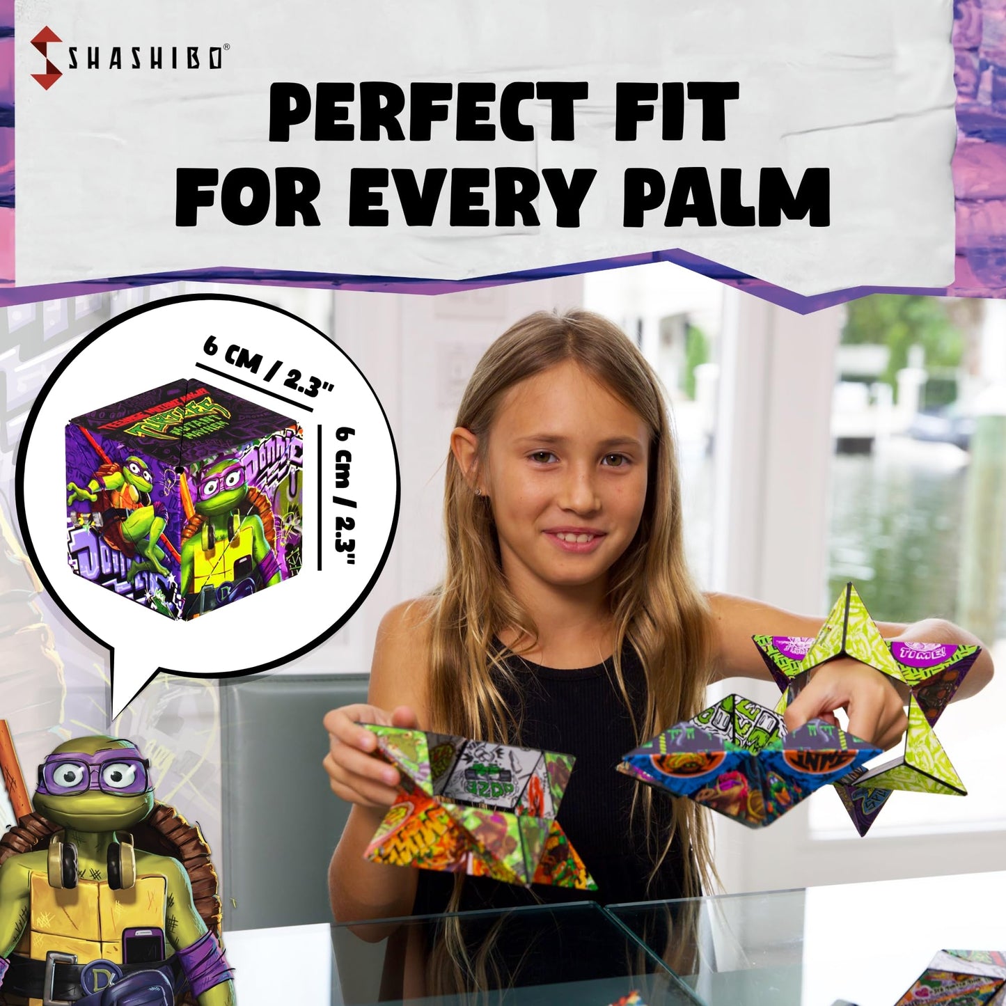 SHASHIBO Teenage Mutant Ninja Turtles Shape Shifting Box - STEM Magnetic Fidget Cube that Transforms Into Over 100 Shapes, Download Fun in Motion Toys