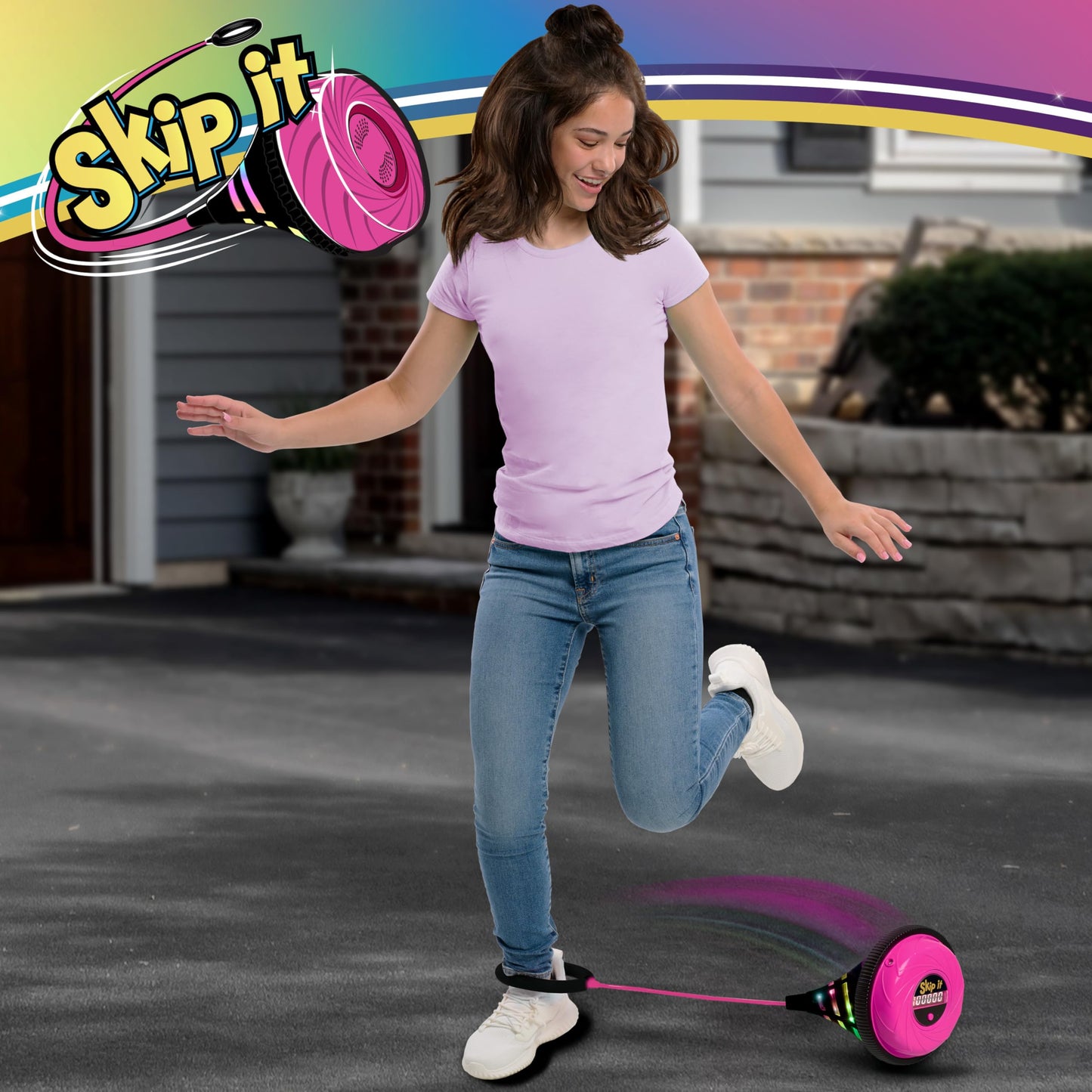 Skip It Retro Outdoor Toy, Light Up Ball and Digital Counter, Pink, 31-inch Long, Screen Free Play