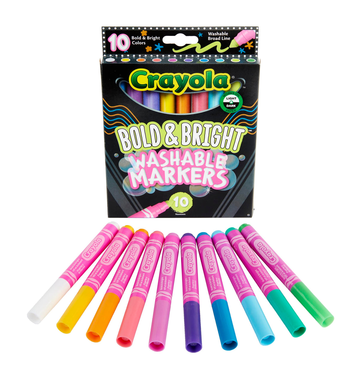 Crayola Washable Markers, Broad Line, Coloring Book Supplies, 10ct