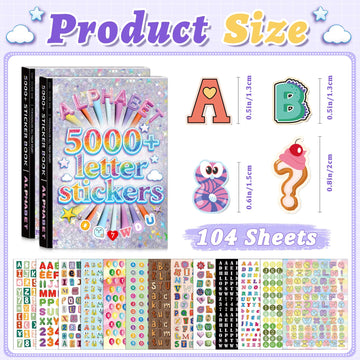 Letter Stickers, 5000 PCS+ Alphabet Stickers Book, Self-Adhesive Colorful Stickers Letters & Numbers for Junk Journal Supplies Kids DIY Crafts