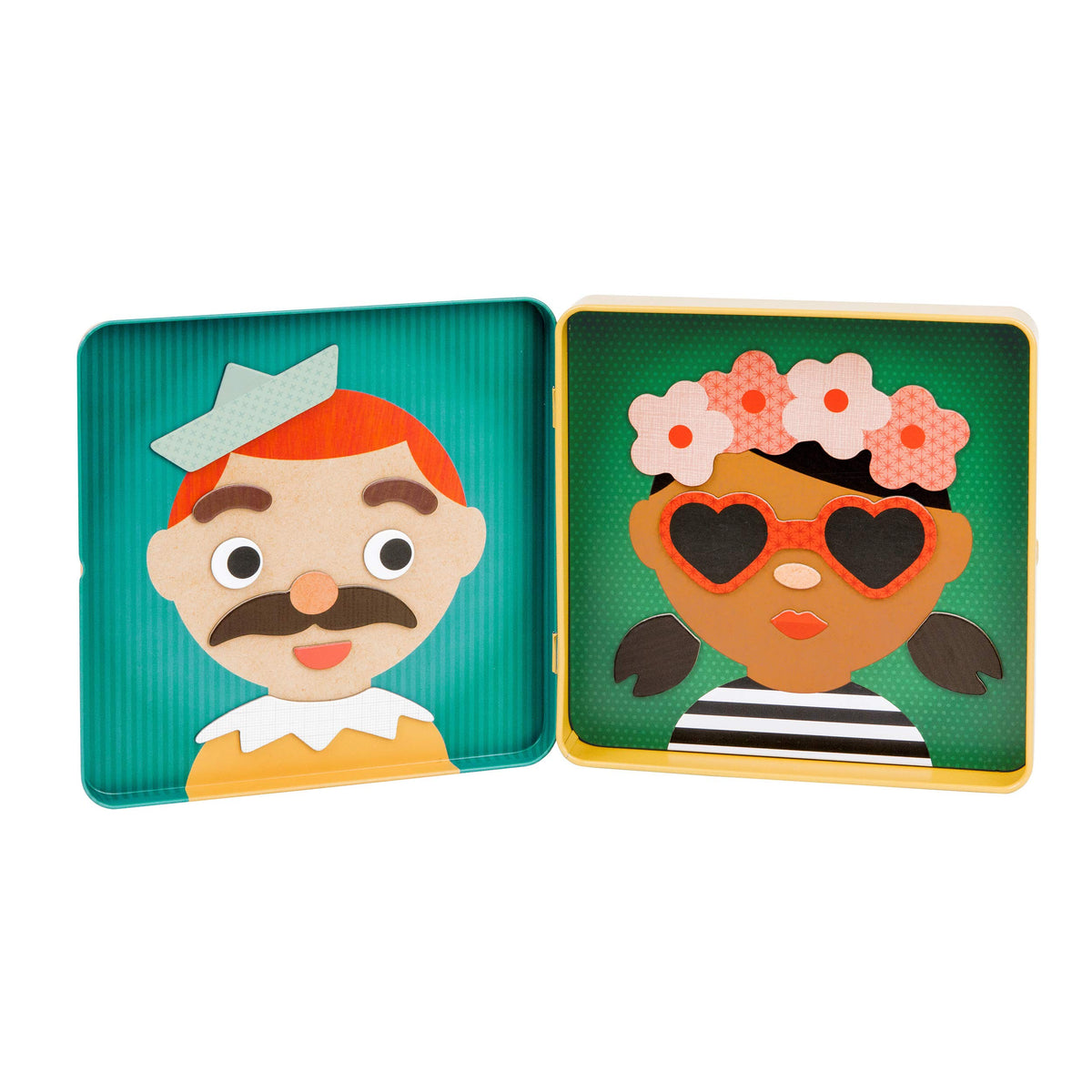 Petit Collage Funny Face Magnetic Travel Play Set - Fun Game for Families, Ideal for 2-4 Players, Ages 4+ - Travel Game for Kids with Handy Portable
