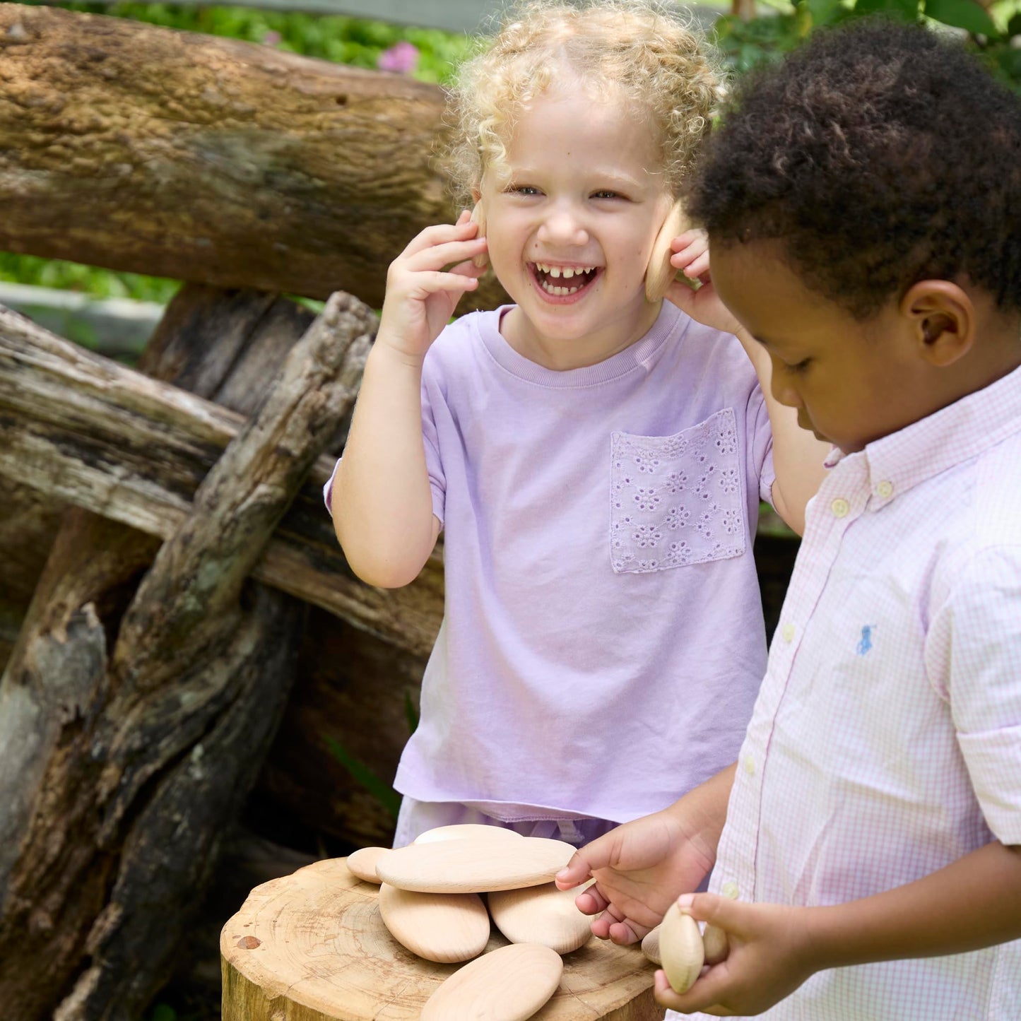 Guidecraft Wood Stackers - River Stones: 20 Natural Building Blocks Set for Children, Develop Fine Motor Skills