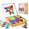 JoxSaxin 56PCS Mini Magnetic Tiles, Portable Magnetic Toy Travel Set for Kids, Includes Iron Storage Box, Puzzle Toy for Boys and Girls Ages 3+