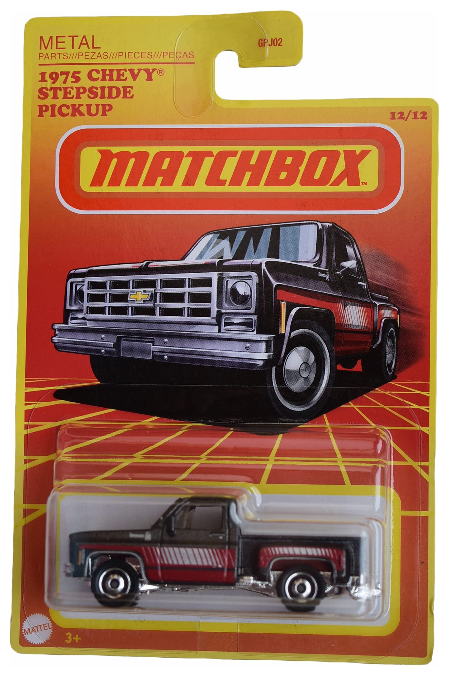 Matchbox 1975 Chevy Stepside Pickup - Black 12/12
