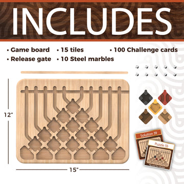 MindWare Marble Circuit Deluxe Brain Teaser Puzzles - Logic Game for 1 Player - Great Gift for Kids & Adults - Premium Marble Maze Game with 100 Brain