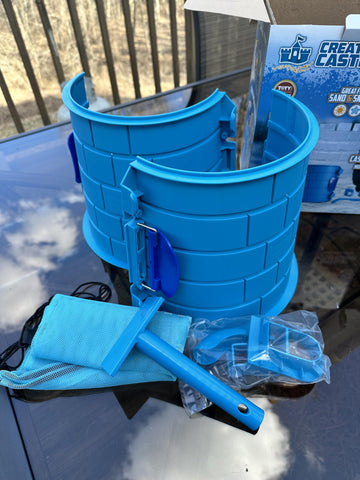 Create A Castle Sandcastle Kit as Seen on Shark Tank, 4 Piece Outdoor Beach Toy Set for Kids and Adults, Towers, Building Tools, Portable Mesh Storage