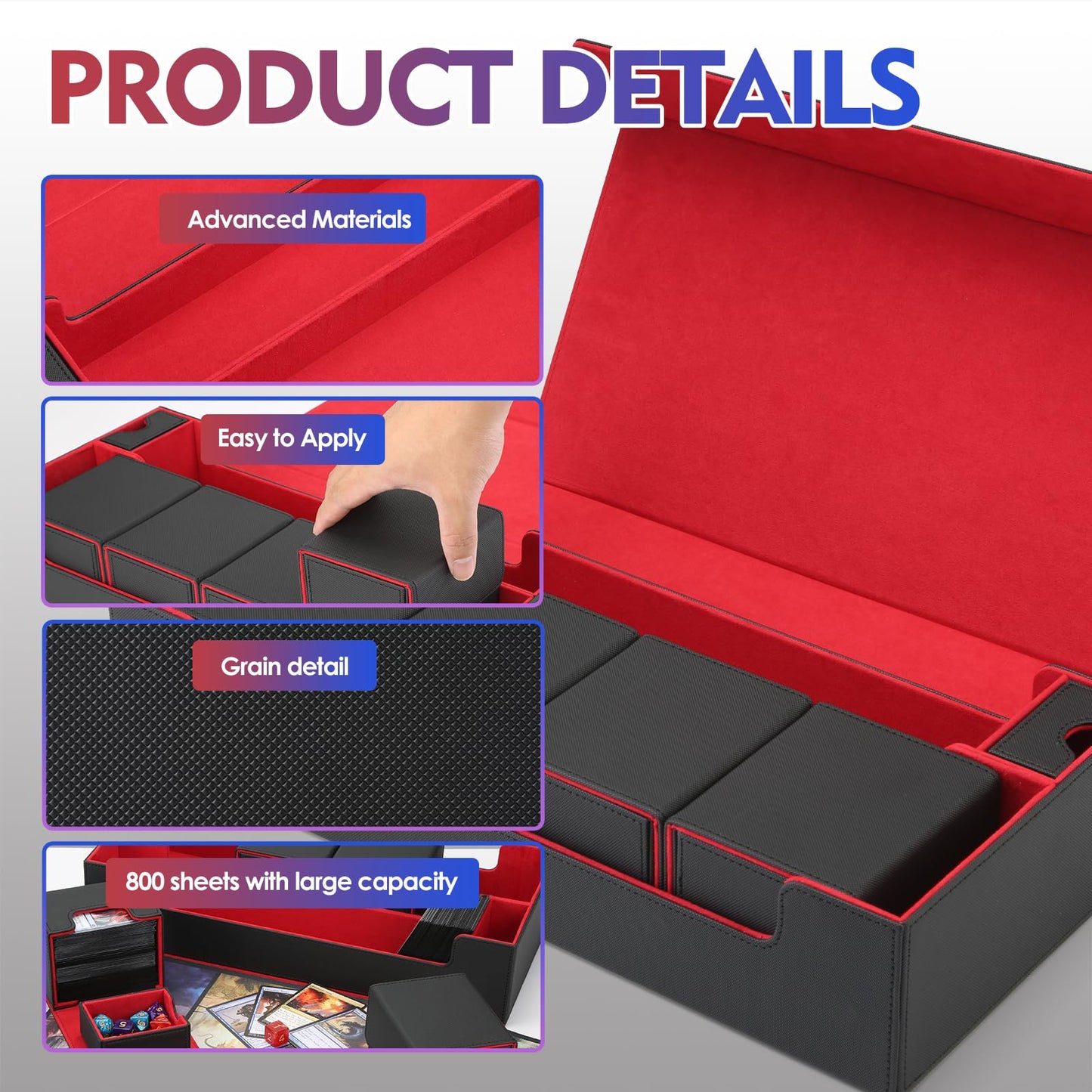 Scimi Premium Trading Card Storage Case with 5 Individual Deck Cases, Large MTG Commander Deck Box Holds 1800+ Cards, PU Leather Organizer for TCG &