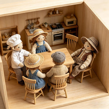 Z MAYABBO Wooden Dollhouse Furniture of Table & Chair, Miniature Dollhouse Accessories of Dining Room Accessory - 1/12 Scale