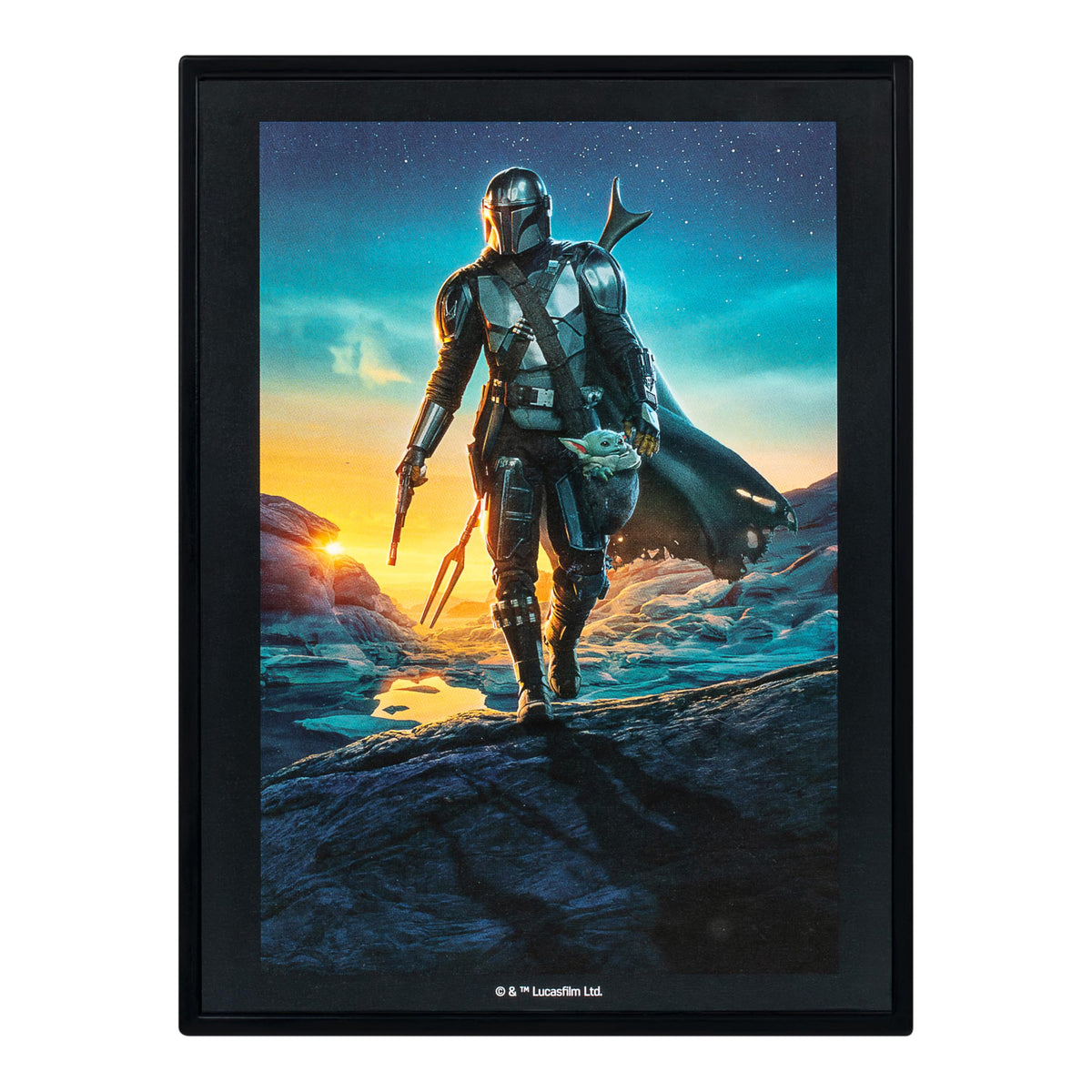 Fandrop - Star Wars: The Mandalorian™ - The Mandalorian & Grogu vs Dark Troopers, Displayable Diorama, Artifacts & Scene Marker to Enhance Collection